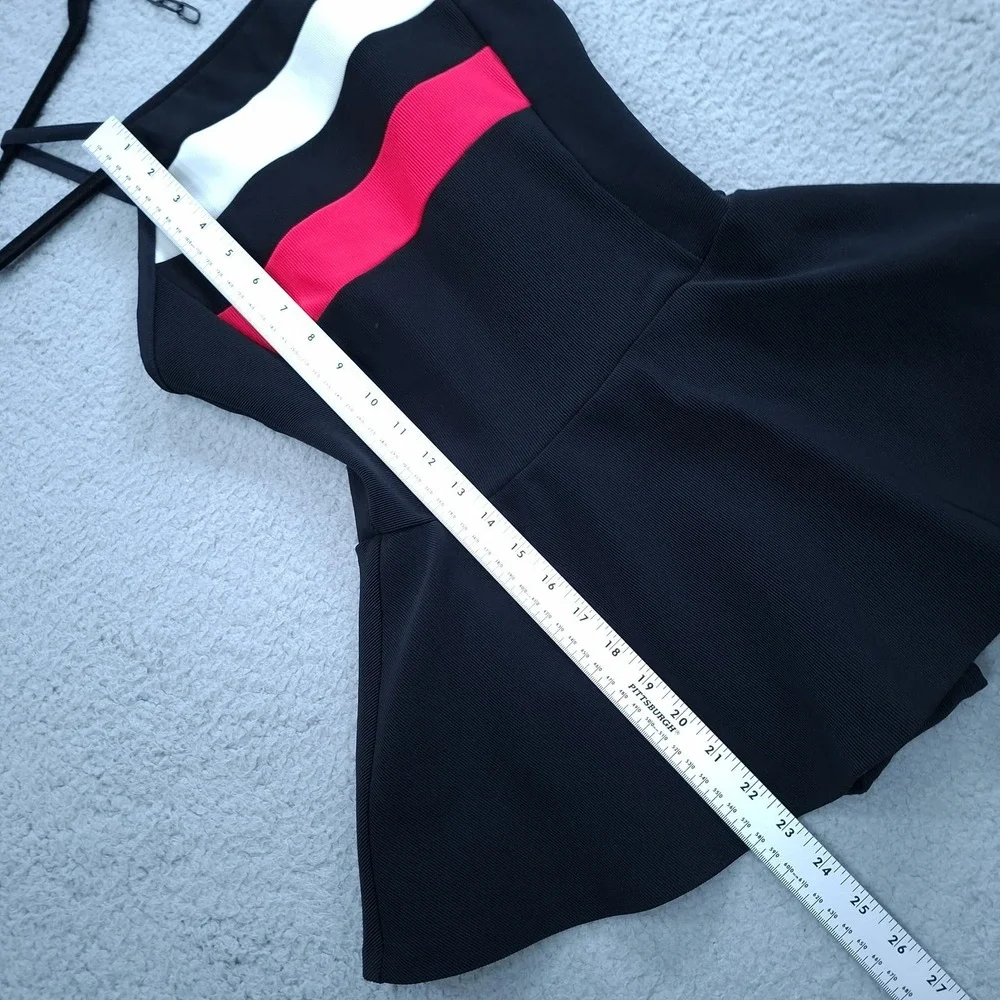 Swim Solutions Size 10 Black Striped Halter Swimsuit Dress‎ Slimming Shaper - Picture 4 of 11